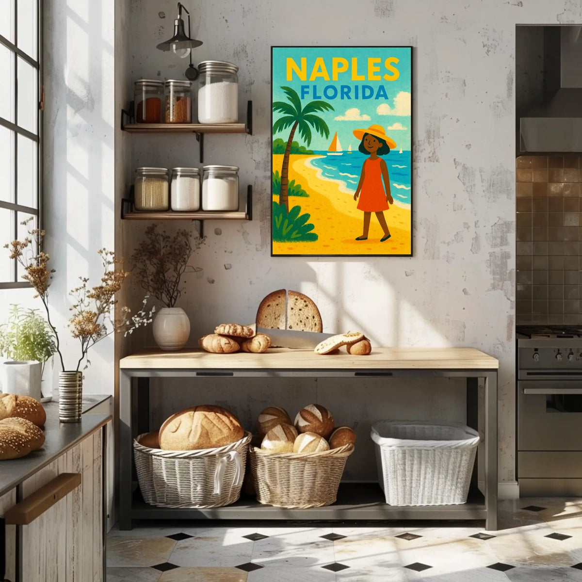 Naples Florida Beach Scene Poster Wall Art 18x24 Coastal