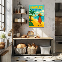 Naples Florida Beach Scene Poster Wall Art 18x24 Coastal