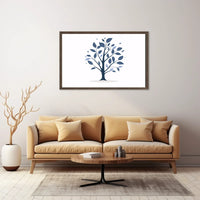 Minimalist Blue Tree Modern Art Poster