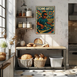 TECHNO ARTIST Retro DJ Vibes Abstract, Artistic Poster