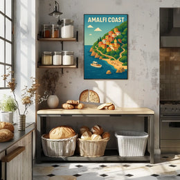 Amalfi Coast Poster Wall Art For Coastal Decor And Travel