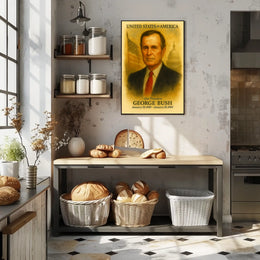 George H. W. Bush 41st President of the United States Vintage Watercolor Poster