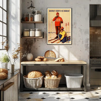 Winter Skiing Fitness Vintage Art Sports Poster
