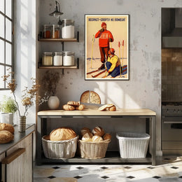 Winter Skiing Fitness Vintage Art Sports Poster