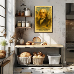 James Madison 4th President of the United States Vintage Watercolor Poster