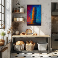 Enchanted Leaning Tower Poster Vintage Travel Wall Art