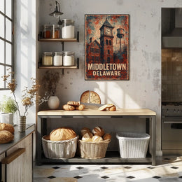 Middletown Americana Vintage Cityscape Poster