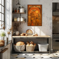 FLY ROME Vintage Travel Art Poster Travel Poster