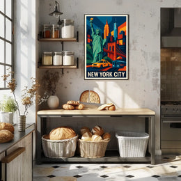 Iconic New York City Poster Vibrant Landmark Artwork Lovers