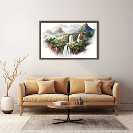 Majestic Waterfalls and Mountains Poster