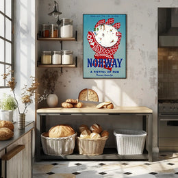 Vintage Norway Travel Poster with Nordic Skiing Adventure PosterGoat