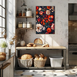 Floral Symphony Against Darkness: Artistic Poster