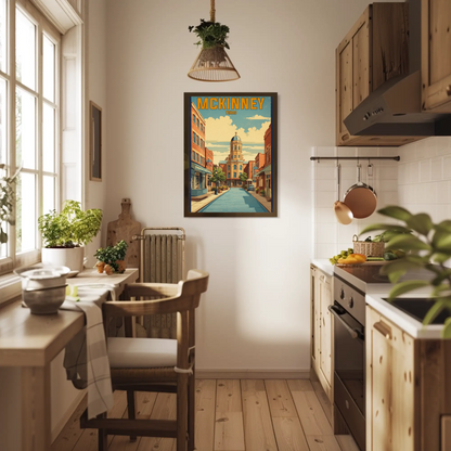 McKinney Texas Downtown Charm Vintage Travel Poster