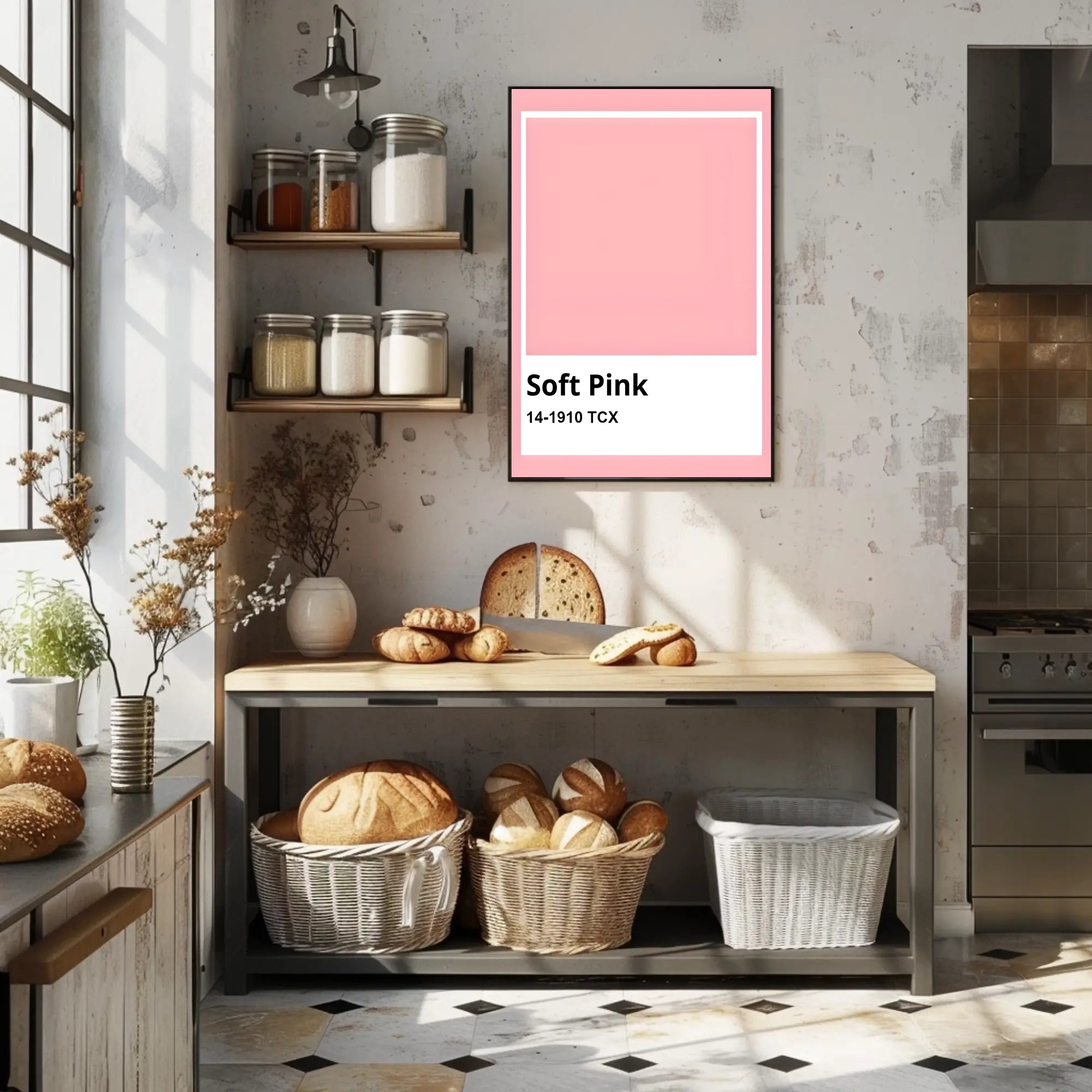 Soft Pink Minimalistic Design Abstract or Artistic Poster PosterGoat