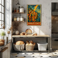 Amalfi Coast Poster Wall Art Italy Coastal Scenic Print