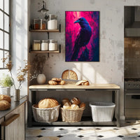 Vibrant Raven in Neon Hues Art Poster Print PosterGoat