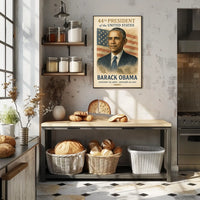 Barack Obama American Flag Illustrative Style Presidency Poster