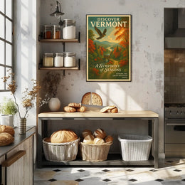 Discover Vermont Vintage Autumn Landscape Travel Poster