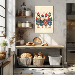 patriotic chickens standing side by side Poster