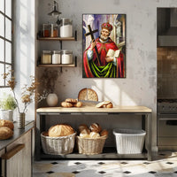 Saintly Figure with Cross Poster