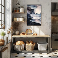 Iceland Vik Black Sand Beach and Reynisdrangar Rocks Poster