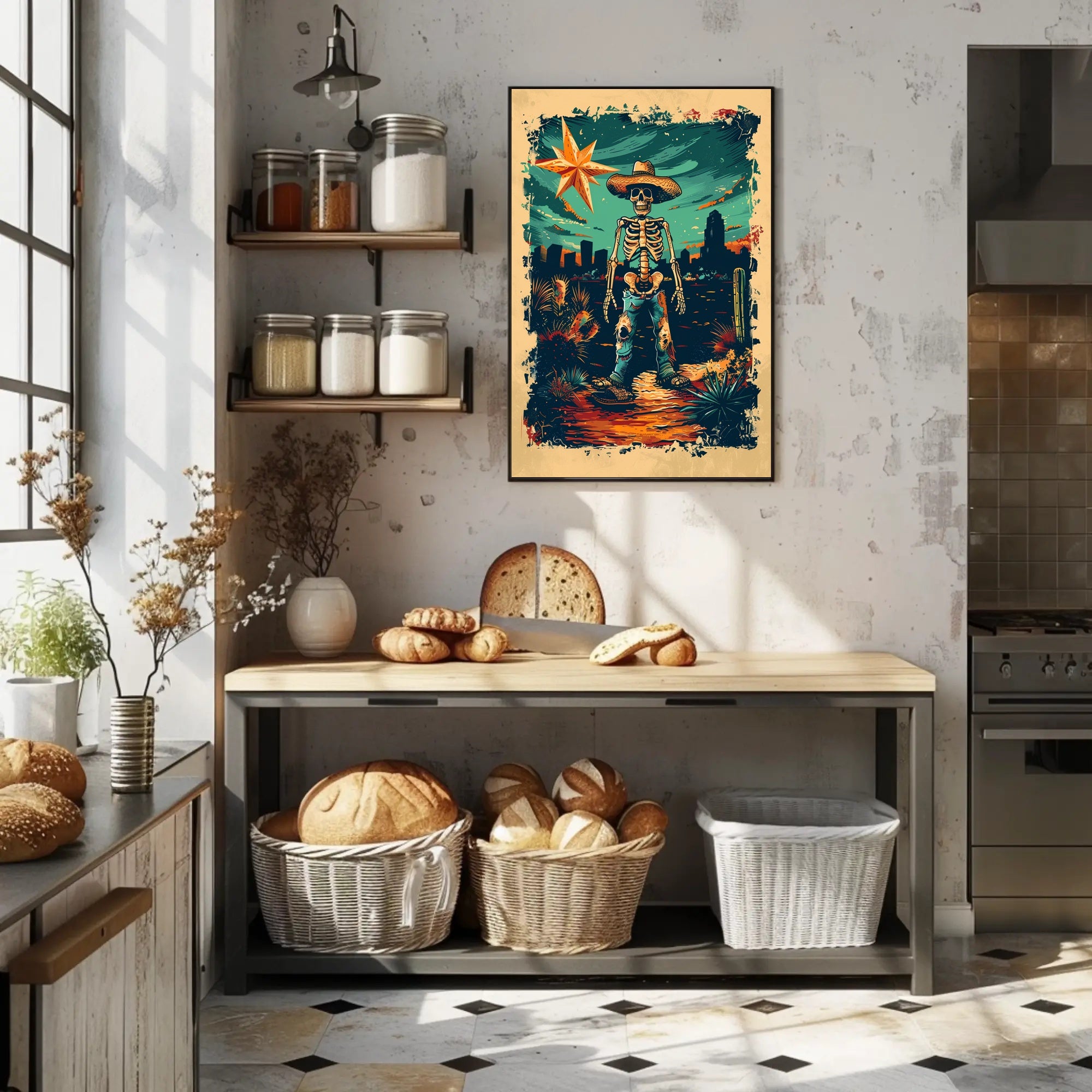 Desert Skeleton Cowboy Poster PosterGoat