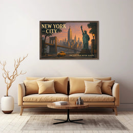 Iconic New York City Poster Vintage Travel Wall Art