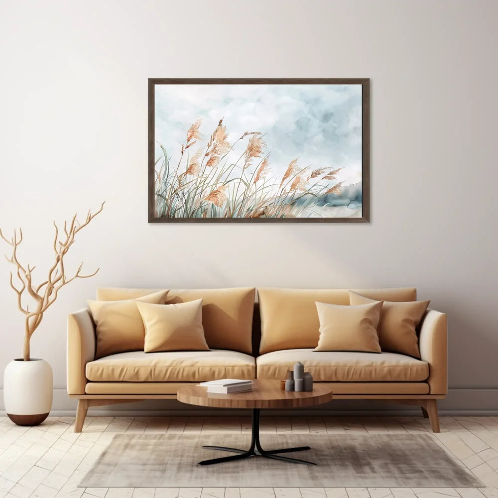 Serene Watercolor Grasses Nature-Inspired Art Poster