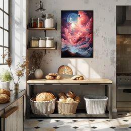 Dreamlike Dual-Moon Landscape Futuristic Sci-Fi Poster