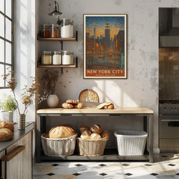 New York City Mosaic Realism Poster