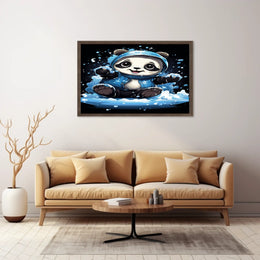 Playful Panda In The Snow Poster