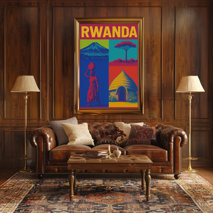 Rwanda Pop Art Iconic Scenes Poster Travel