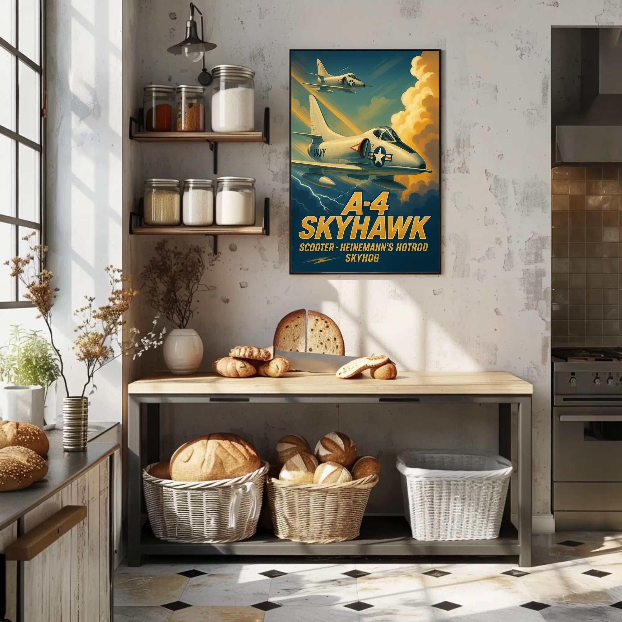 Skyhawk Jets Soaring Through Dramatic Sky Military Poster