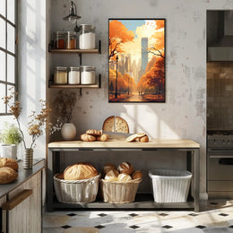 Central Park Autumn Escape in Abstract Artistic Poster