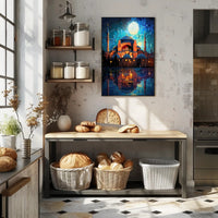 Moonlit Reflections Of Architectural Poster