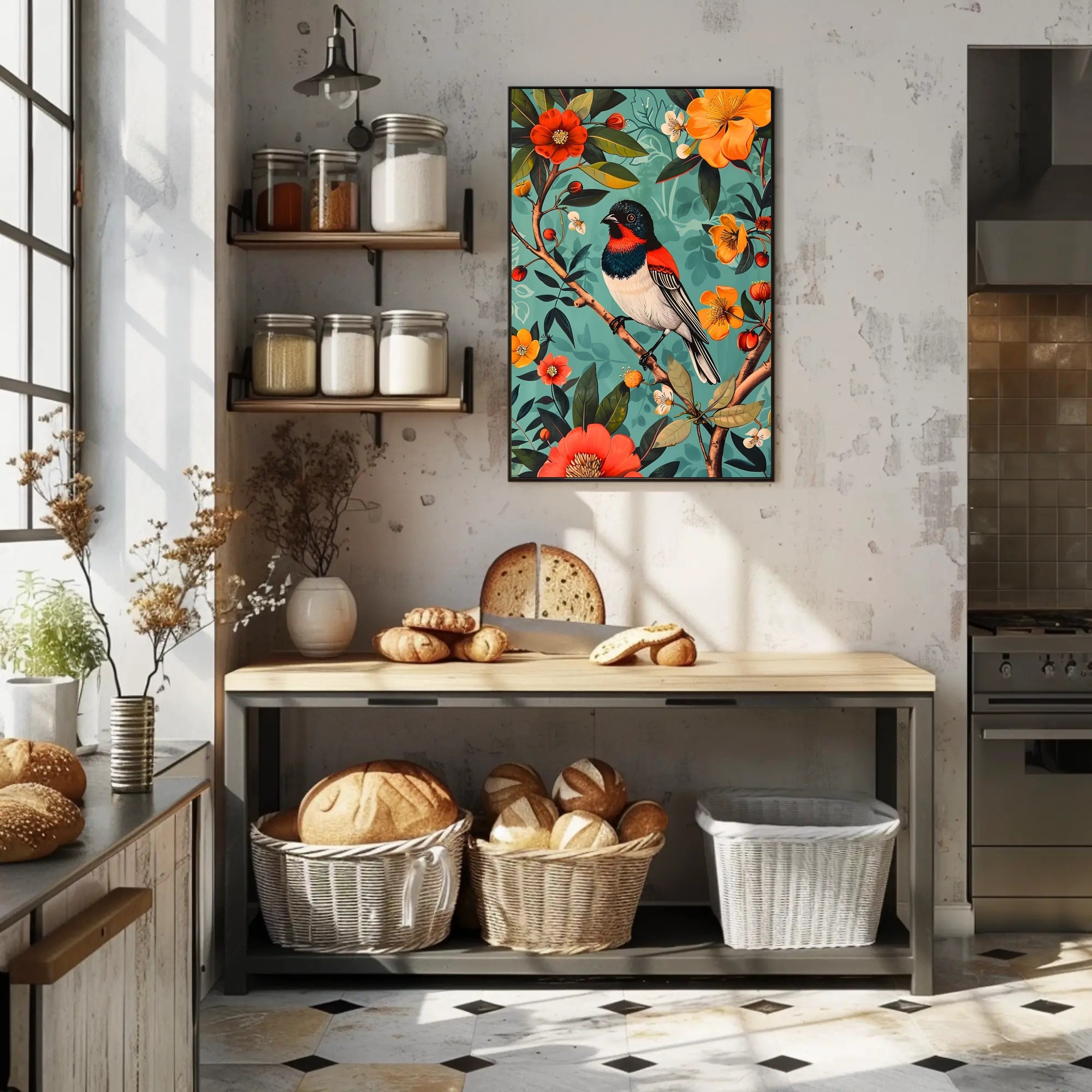 Vibrant Nature Wall Art Print with Flowers