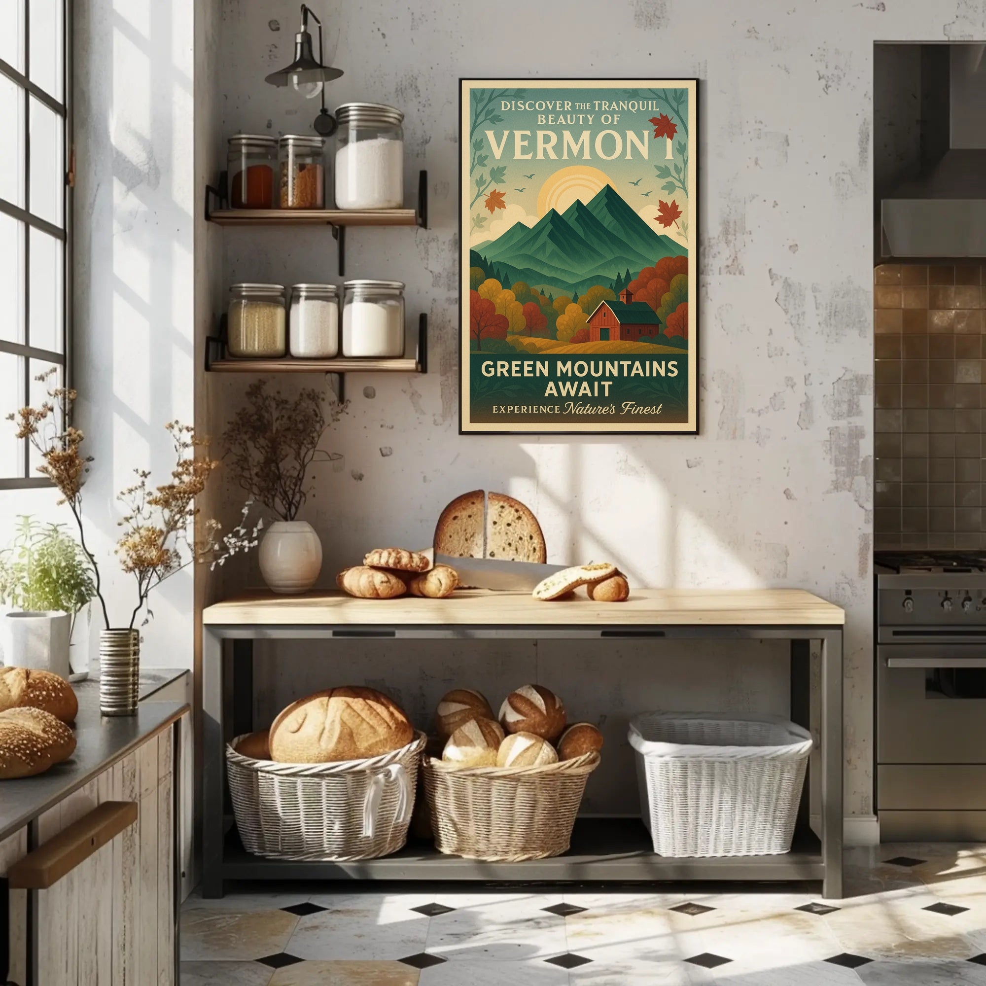 Green Mountains Await Vintage Poster Print
