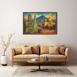 El Salvador Landmarks Travel Digital Painting Poster