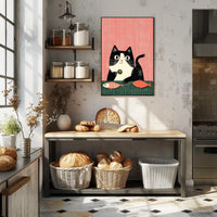 Cat Poster Whimsical Cat And Fish Wall Art Print