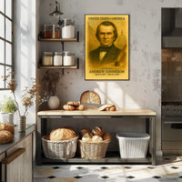 Andrew Johnson 17th President of the United States Vintage Watercolor Poster