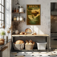 Brazil's Wonders Vintage Steampunk Adventure Poster
