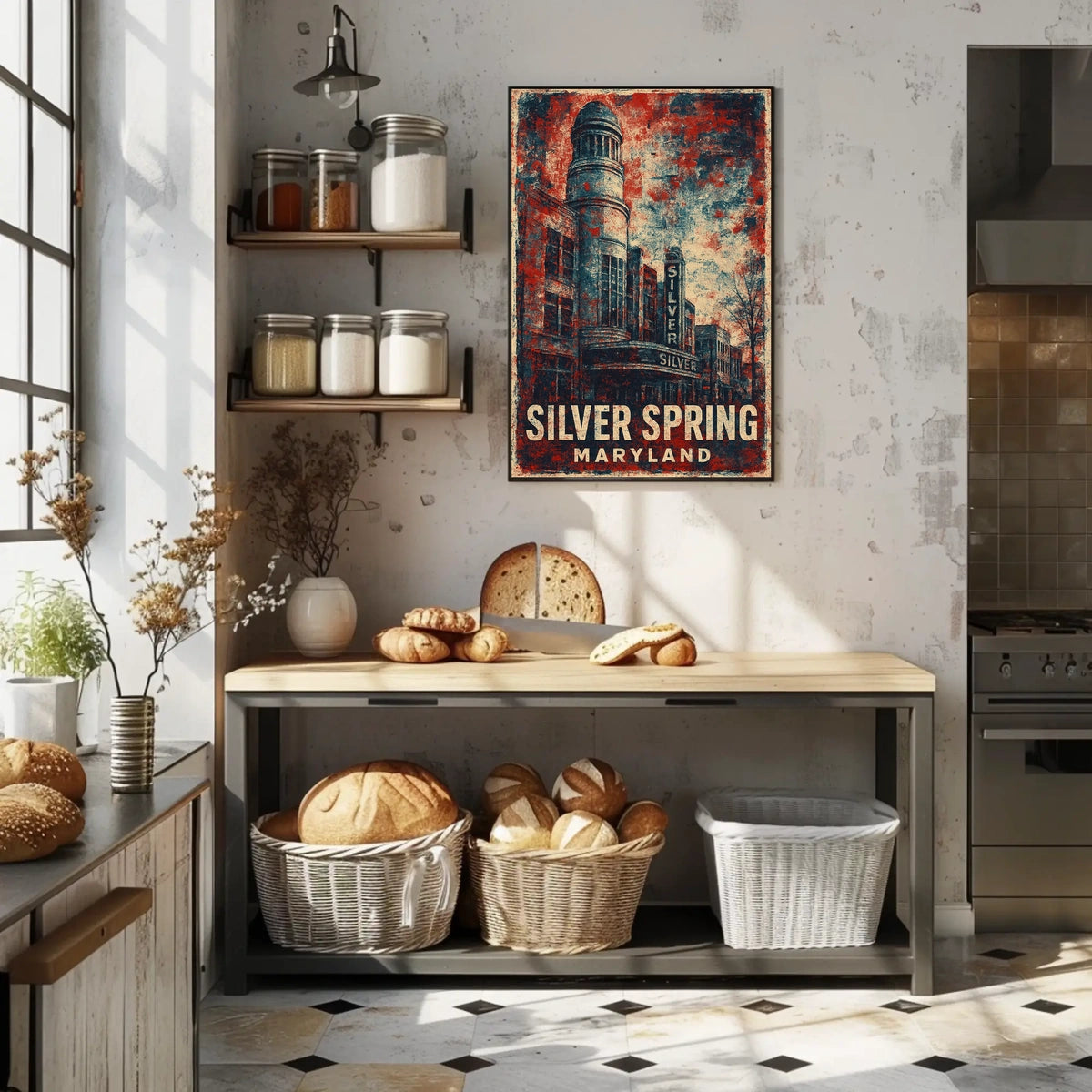 Silver Spring Travel Nostalgia Retro Folk Art Poster