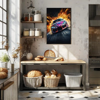 Speed and Power Multicolored Sports Car Poster