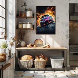 Speed and Power Multicolored Sports Car Poster