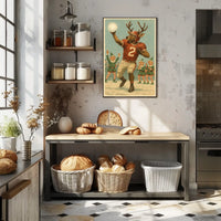 Reindeer Quarterback In Holiday Game Poster