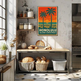 Honolulu Island Christmas Poster