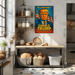 Donald Trump 45th President of the United States Colorful Comic Book Style Poster