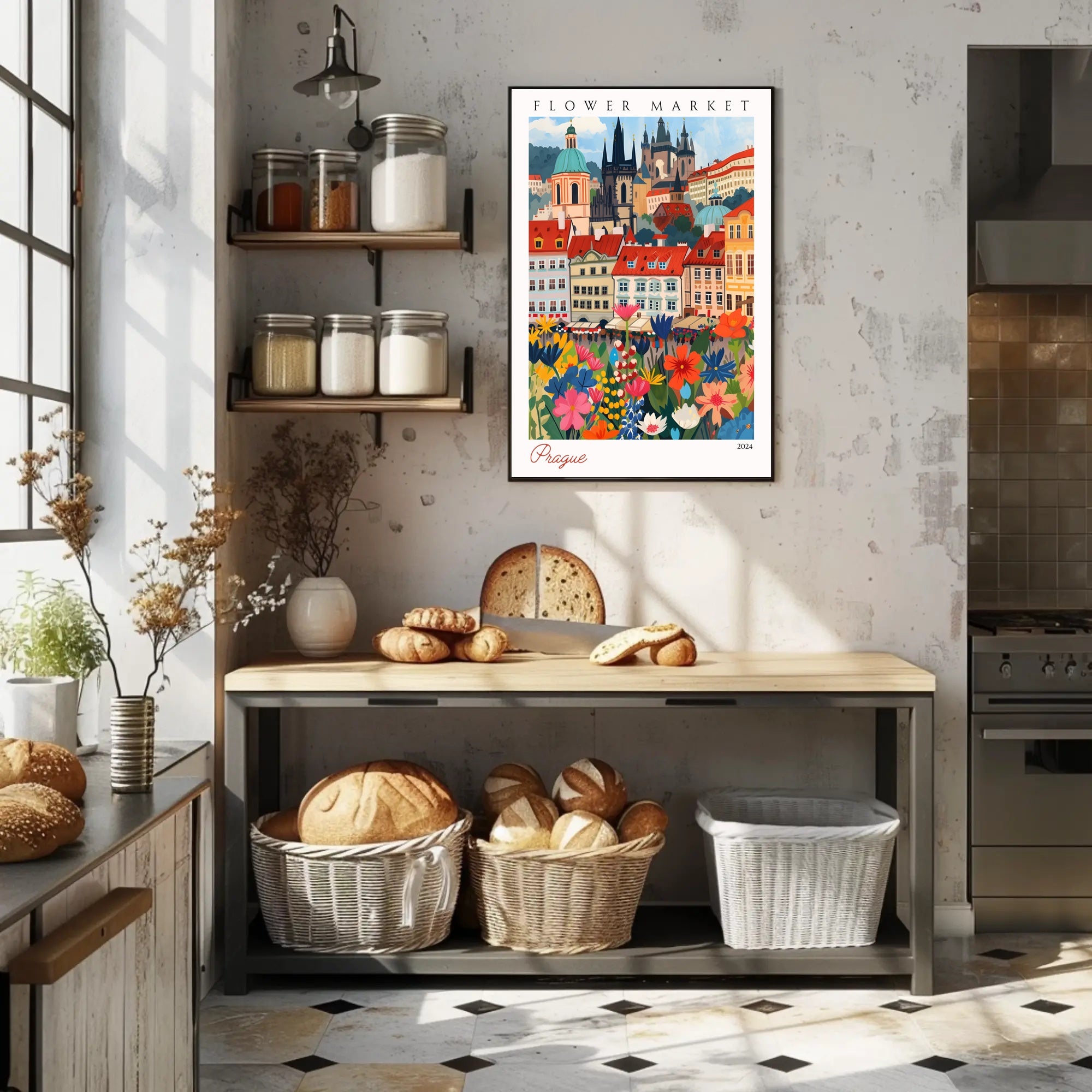 Flower Market in Prague Poster PosterGoat
