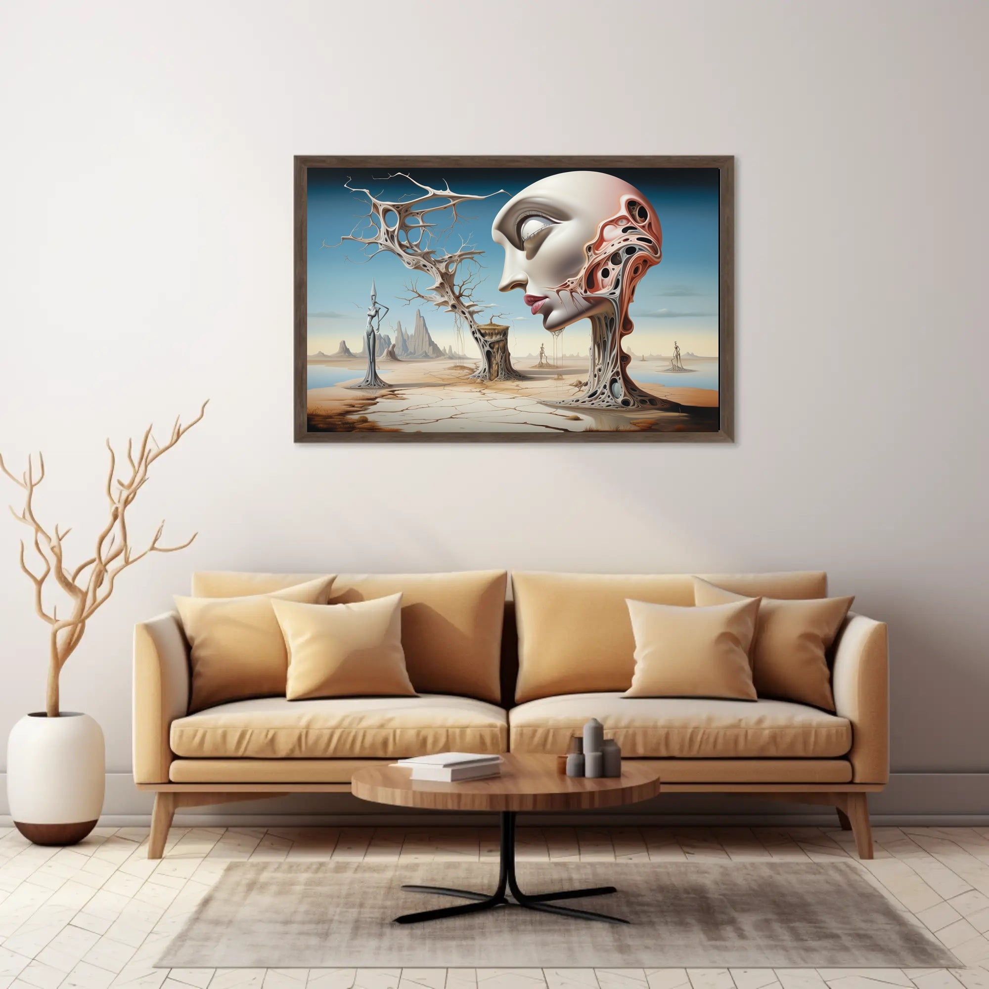 Surrealistic Landscape with Abstract Face Artistic Poster