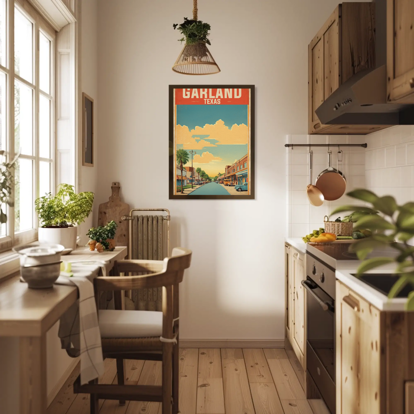 Garland Texas Main Street Retro Sunset Vintage Travel Poster